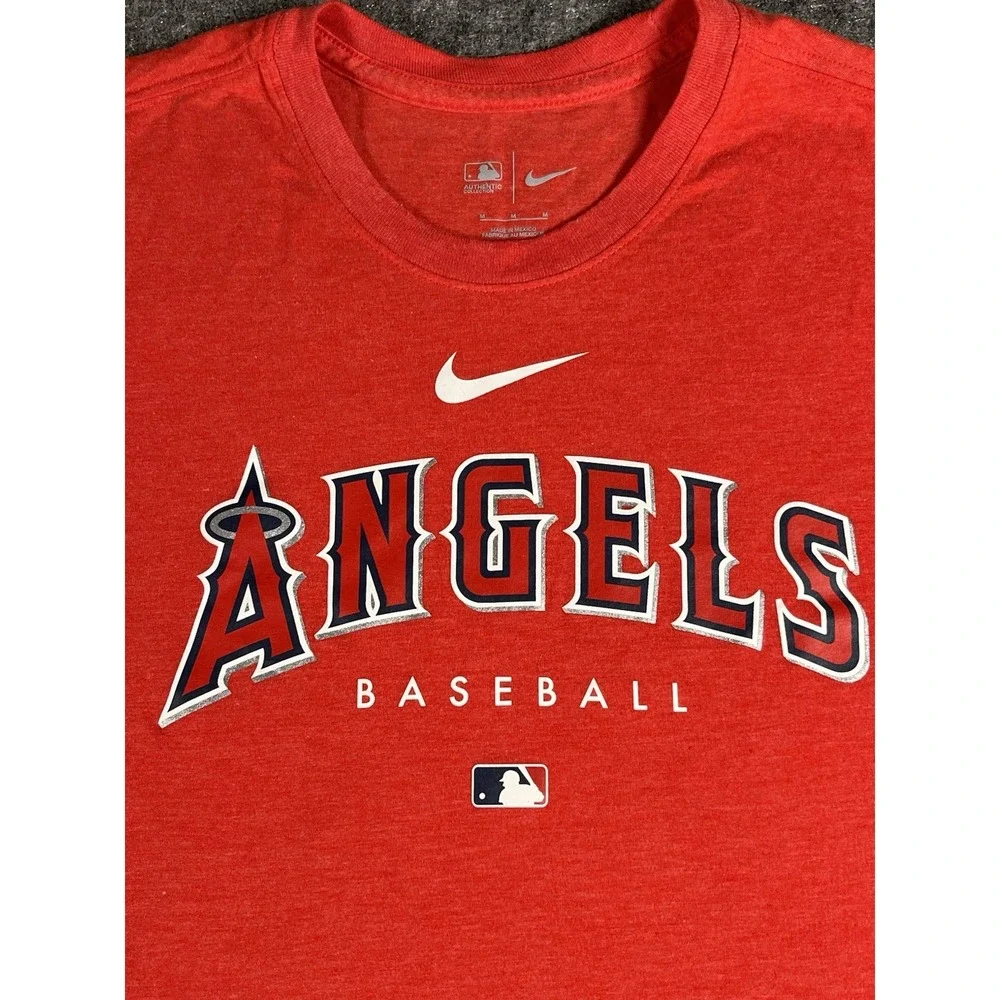 Nike LA Angels T-shirt Mens Size Medium Red Center Swoosh Authentic Collection